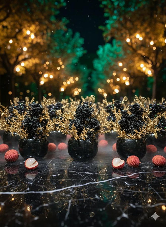 Luxury Black & Gold Artificial Flower Arrangement – Premium Decorative Vase