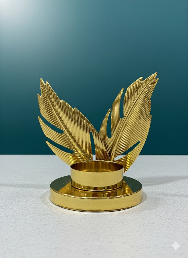 Luxury Golden Leaf Candle Holder – Elegant Decorative Stand