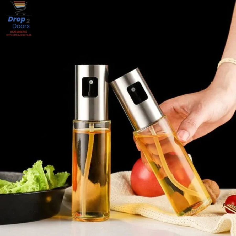 Oil Spray Bottle 100ml – Refillable Glass Olive Oil Dispenser with Fine Mist Sprayer for Cooking, BBQ & Salad