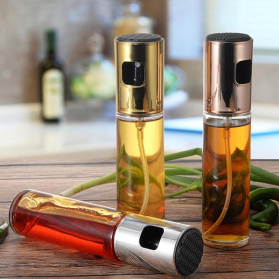 Oil Spray Bottle 100ml – Refillable Glass Olive Oil Dispenser with Fine Mist Sprayer for Cooking, BBQ & Salad