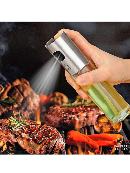 Oil Spray Bottle 100ml – Refillable Glass Olive Oil Dispenser with Fine Mist Sprayer for Cooking, BBQ & Salad