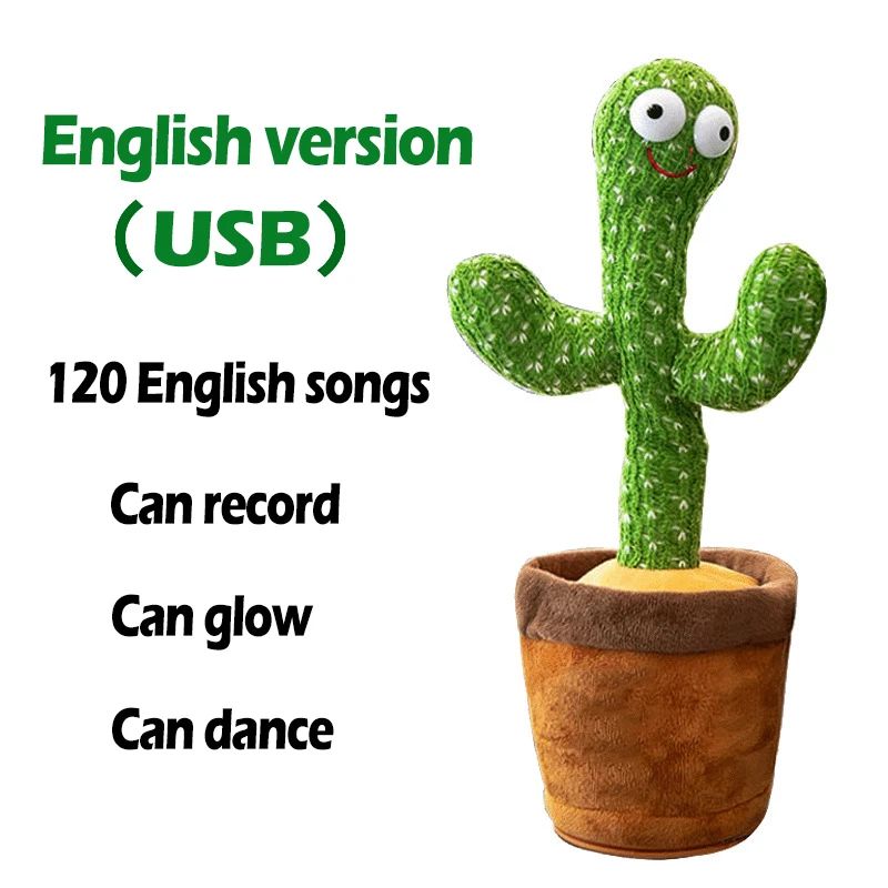 Dancing Cactus Toy – Talking, Singing & Recording Plush Toy | USB Rechargeable Educational Toy for Kids & Toddlers