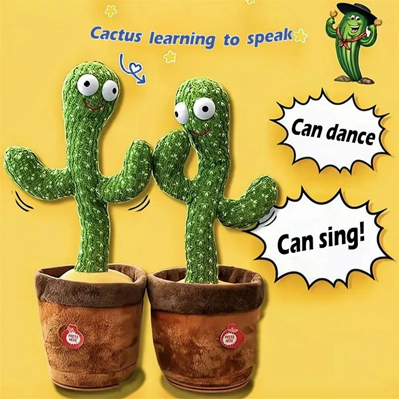 Dancing Cactus Toy – Talking, Singing & Recording Plush Toy | USB Rechargeable Educational Toy for Kids & Toddlers