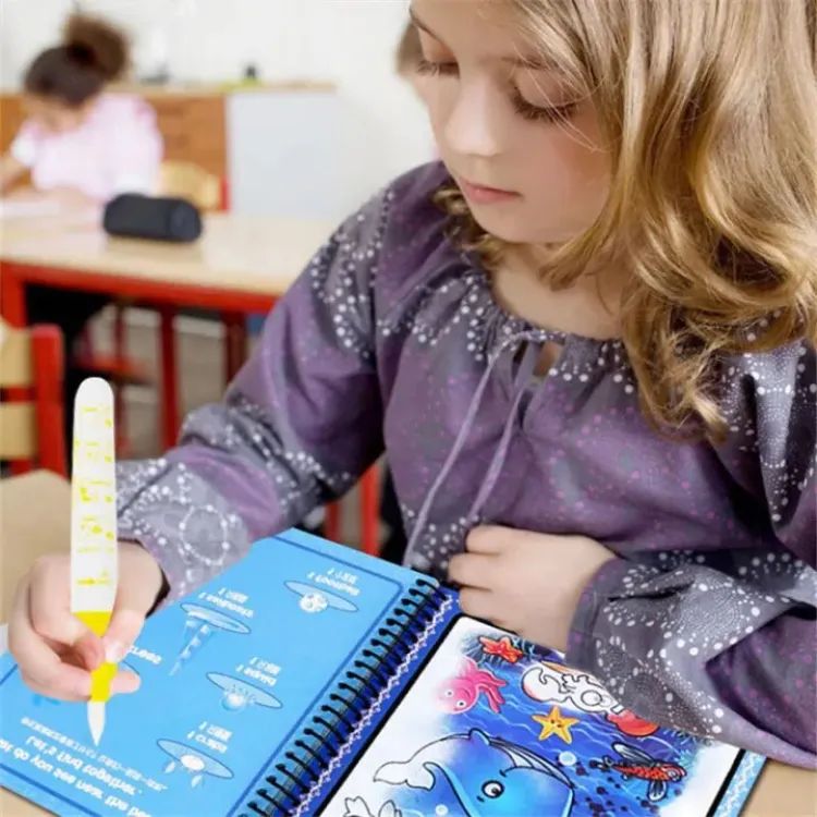 Magic Water Drawing Coloring Book – Reusable Water Painting Activity Book for Kids | Mess-Free Learning & Fun Toy