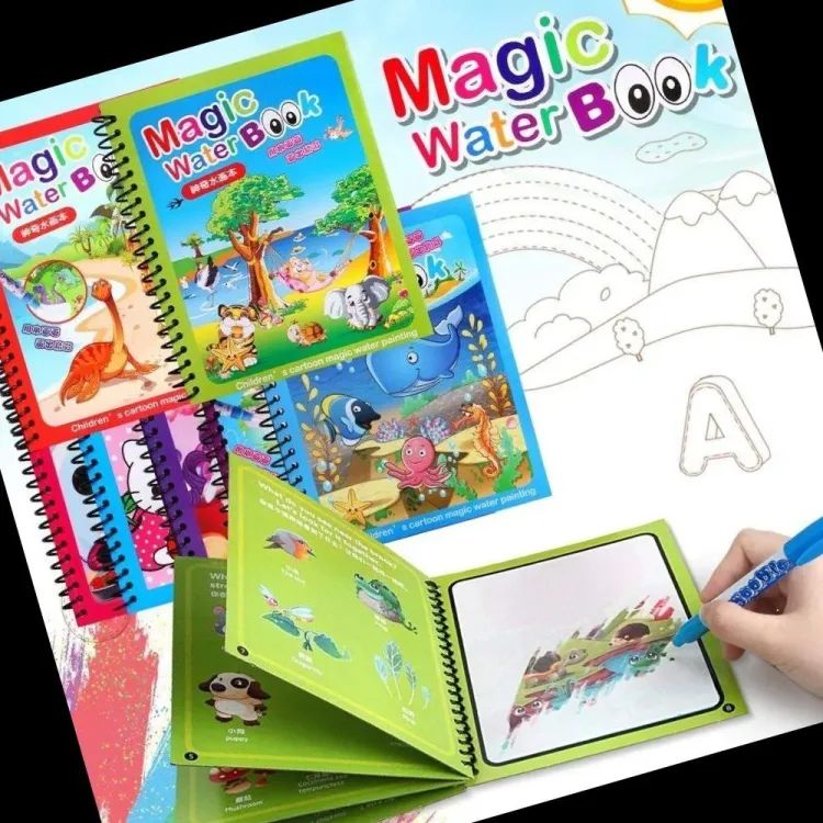 Magic Water Drawing Coloring Book – Reusable Water Painting Activity Book for Kids | Mess-Free Learning & Fun Toy