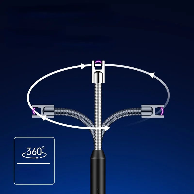 USB Arc Pulse Ignition Gun Lighter – Rechargeable 360° Flexible Electric Lighter for Kitchen, Candle & Gas Stove | Windproof & Safe Design