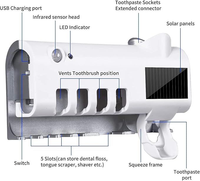 Smart UV Toothbrush Sterilizer & Toothpaste Dispenser