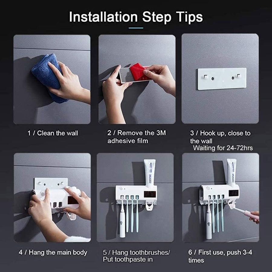 Smart UV Toothbrush Sterilizer & Toothpaste Dispenser